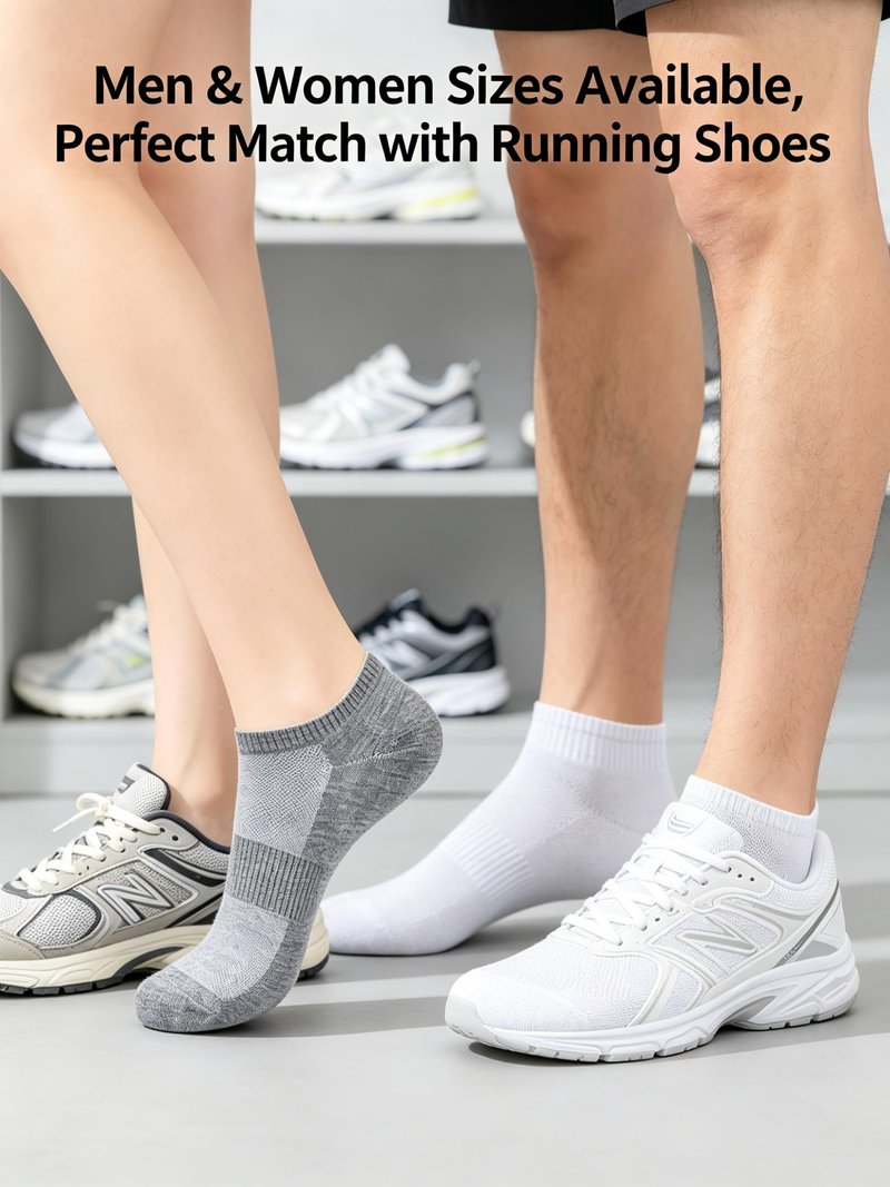 6 Pairs Low Cut Ankle Socks for Women Men, Silicone Anti-Slip No Show Socks with Soft Breathable Cotton Cushioned Heel, Fit US Size 6-10.5/6-9.5, Black White Grey