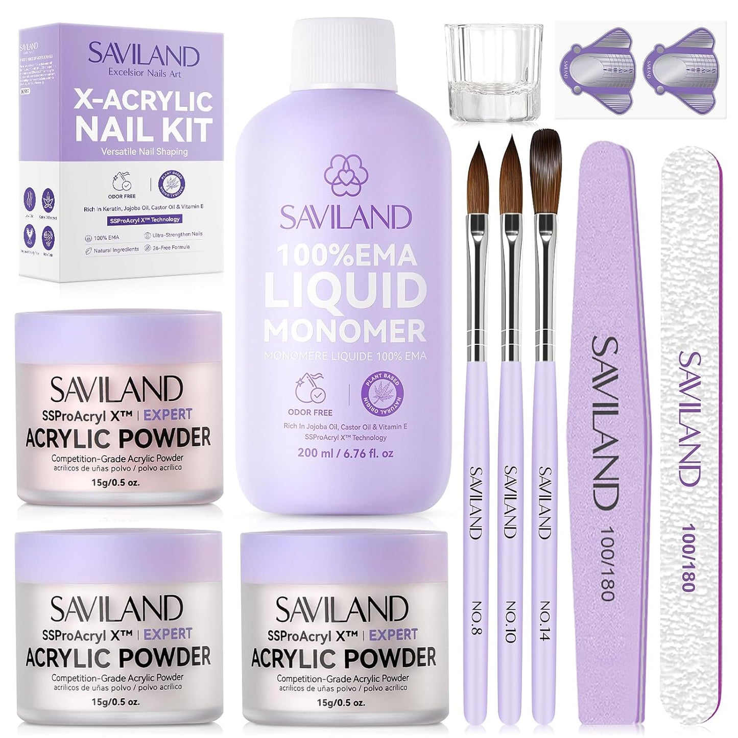 Acrylic Nail Kit with Drill & UV Light - Clear, Pink, Black & Red Powder & Gel Polish for DIY Nail Art