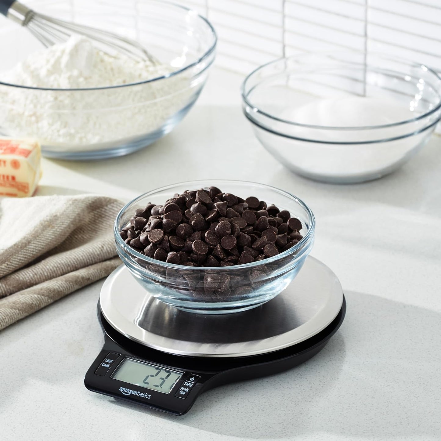 Digital Kitchen Scale - LCD Display, Tare Function, Weighs Up to 11 Pounds | Black & Stainless Steel