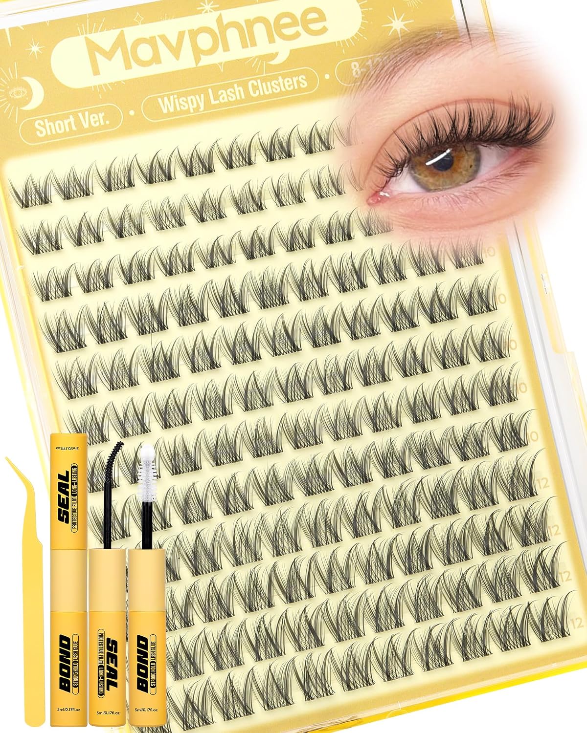 Natural Cluster Eyelash Extensions - Short Lash Clusters 8-10-12MM | CC-Curly Wispy Individual Lashes, 144 Pcs
