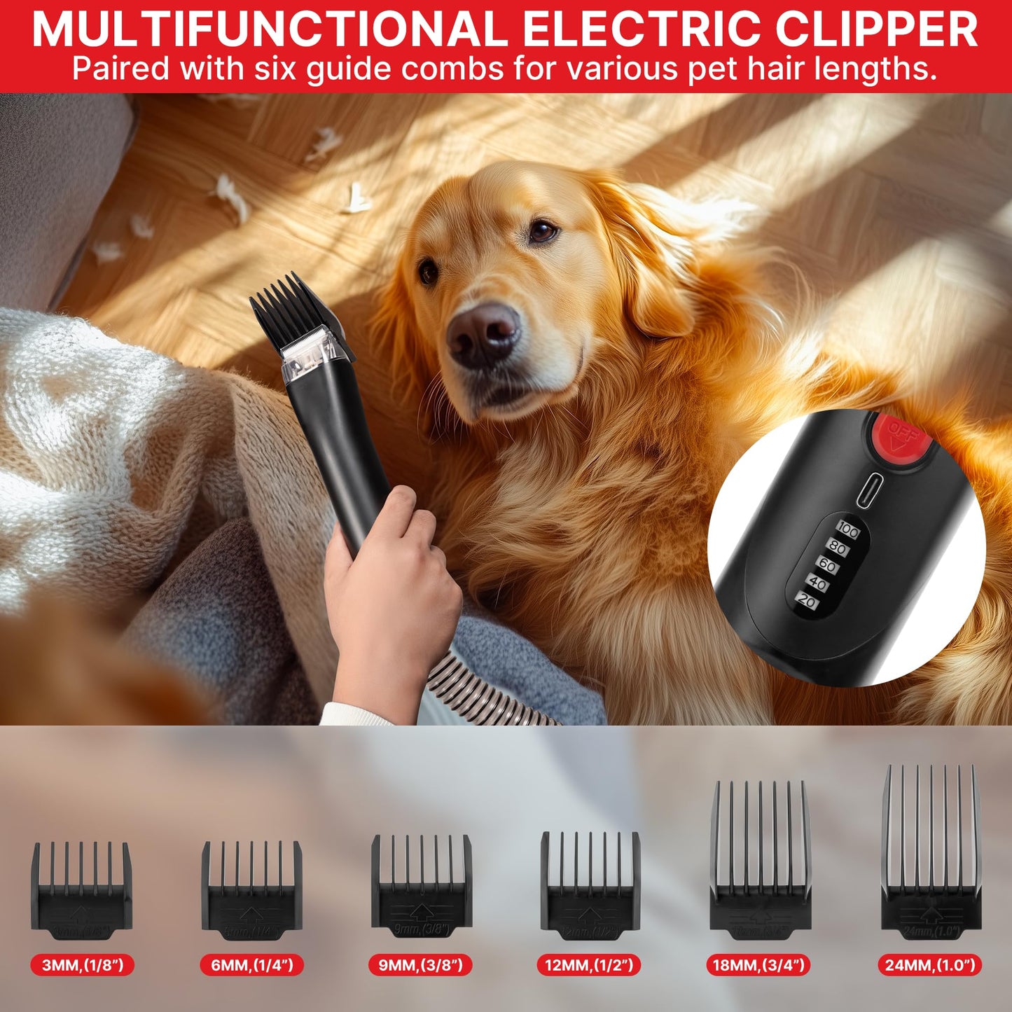 Shop-Vac 4-in-1 Dog Grooming Vacuum, Pet Grooming Vacuum for Shedding, Pet Grooming Kit for Dogs & Cats, Low Noise, 10000Pa Suction with 15 Accessories, 3.3L Dust Cup for Home Shedding & Trimming