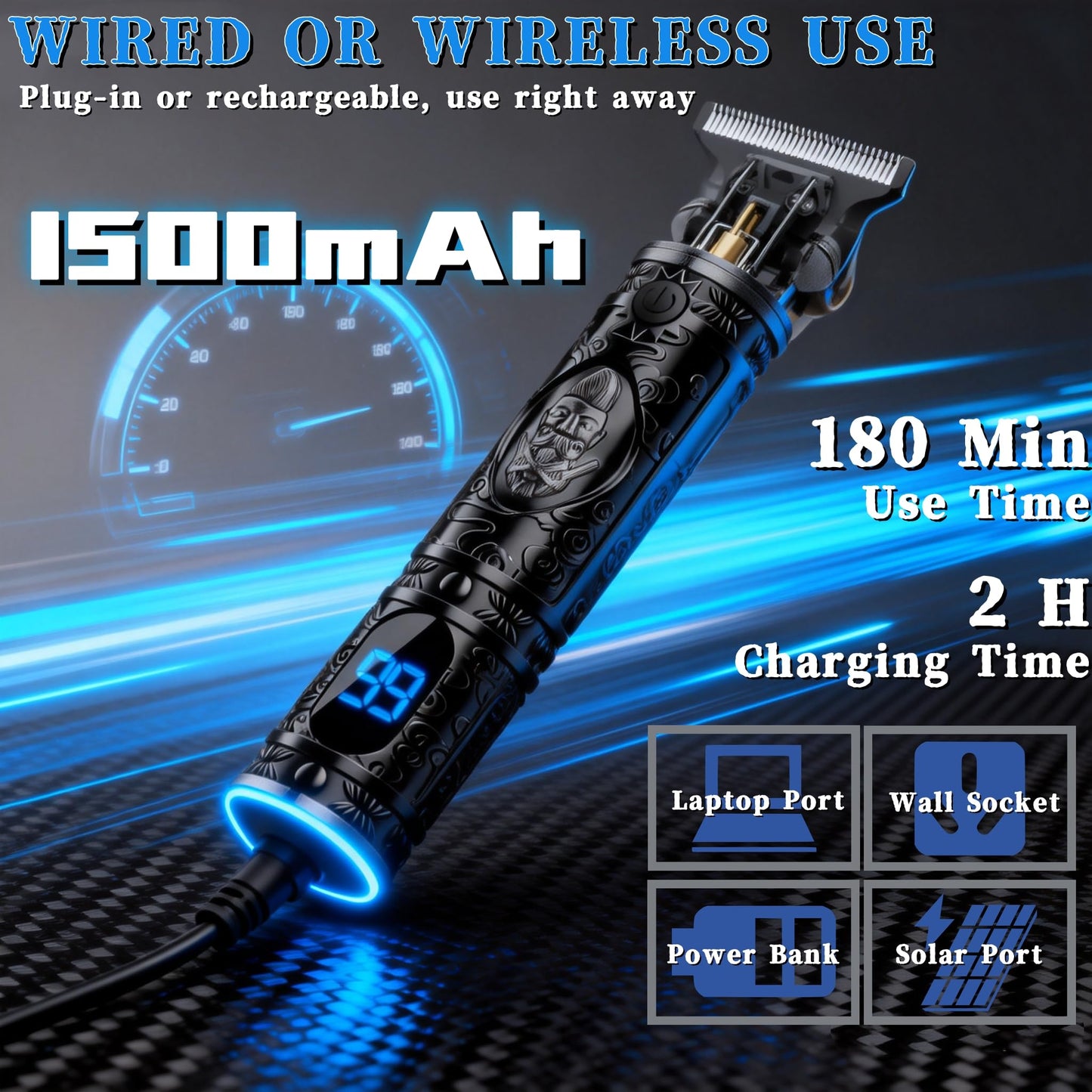 Saoilli Beard Trimmer, Cordless T-Blade Hair Clippers, Ultra Portable