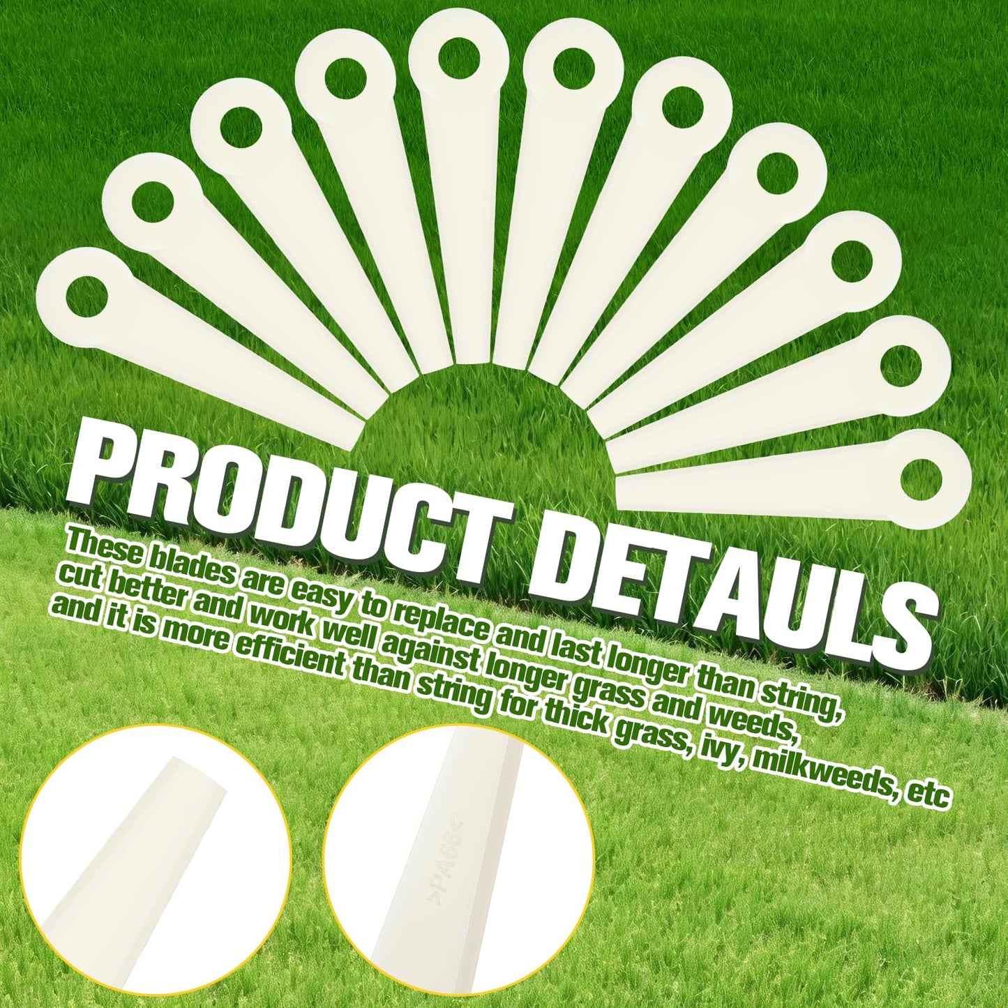 Weewooday 48 Pieces Trimmer Head Blades Replacement Blades Nylon Trimmer Blade Compatible with Stihl Polycut 20-3 Replaces