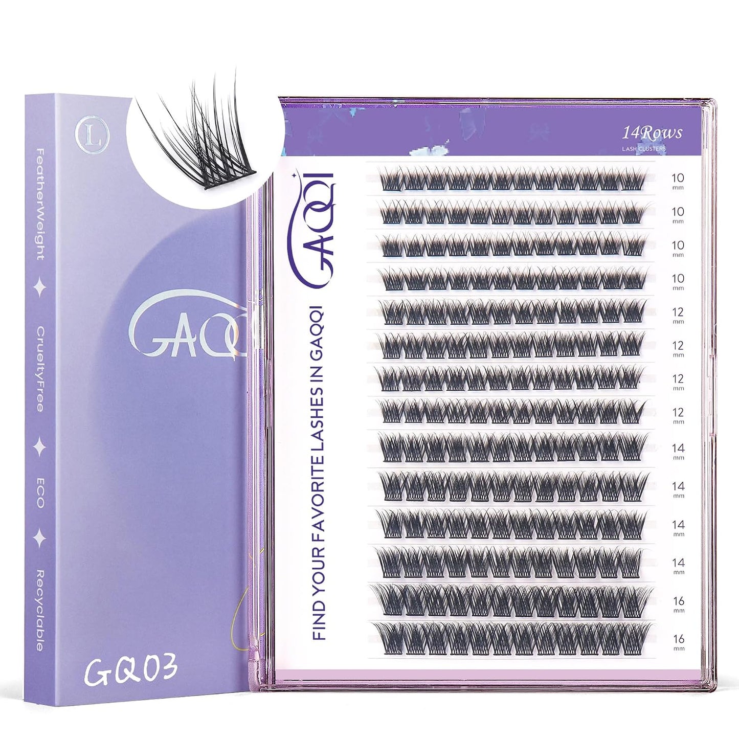 GAQQI Lash Clusters - Wispy Volume Eyelash Extensions, 110 Multilayered 3D Lashes, 10-14mm Lengths