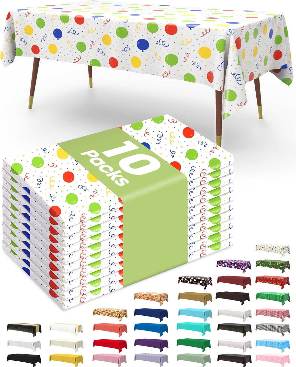 Plastic Table Cloths - 10 Pack Disposable 54 x 108 Inch for Parties, Picnics & Weddings | Rectangle White
