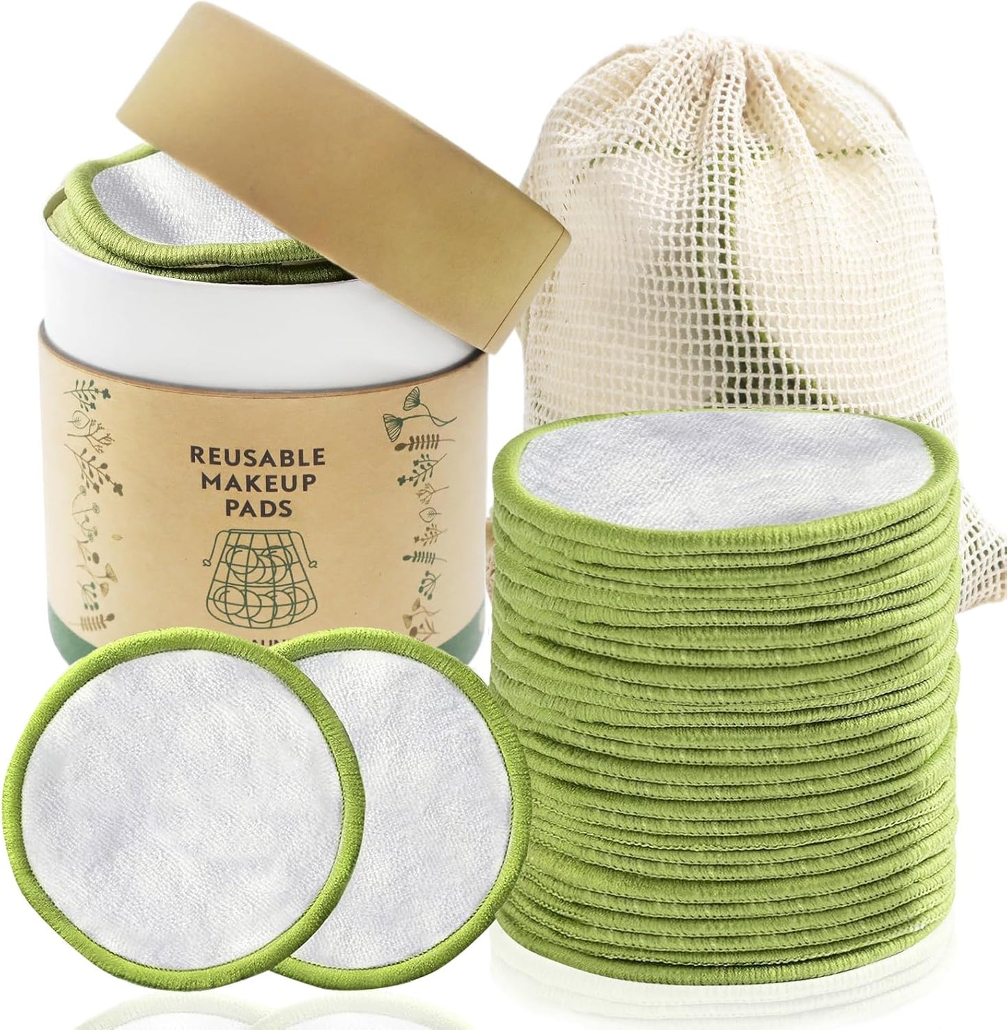 Reusable Cotton Rounds - 28 Pack with Washable Bag & Box | Eco-Friendly Makeup Remover Pads for Skincare