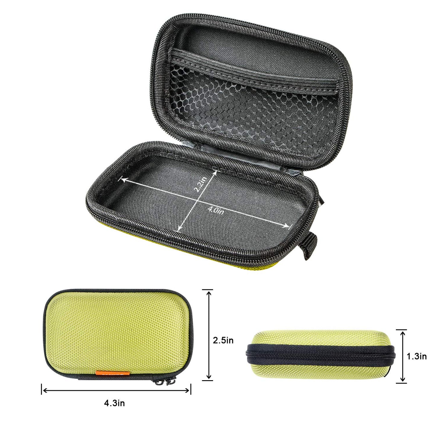 GLCON Rectangle Shaped Portable Protection Hard EVA Case, Mesh Inner Pocket, Zipper Enclosure, Lightweight Small Universal Carrying Bag Wired/Bluetooth Headset Charger Change Purse (Green)