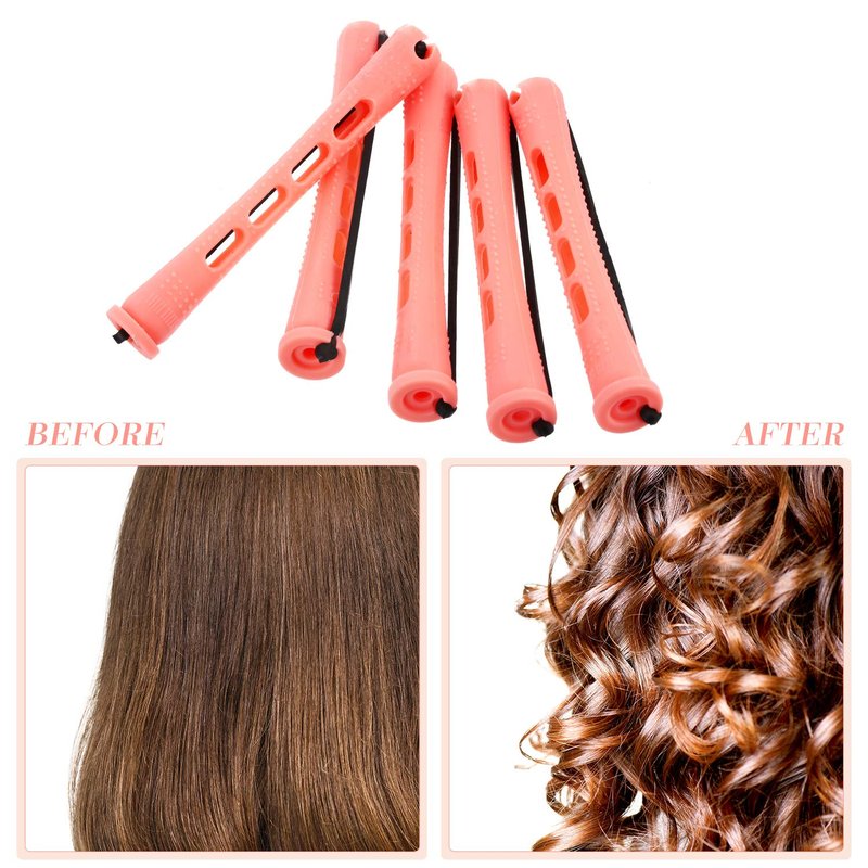 Plastic Pink Perm Rods - 48 Pieces Long Hair Curling Rollers for Women | Hairdressing Styling Tools
