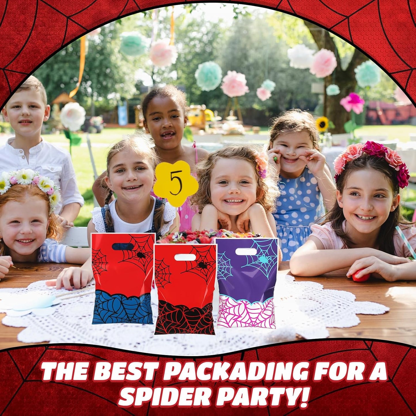 Spider Goodie Bags - 30 Pcs Cartoon Spider Candy Gift Bags | Birthday Party Supplies