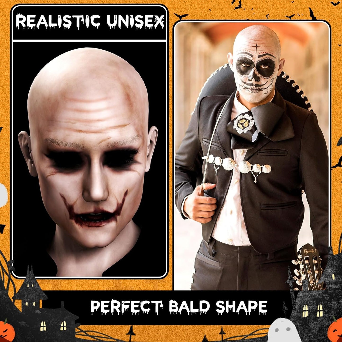 Bald Caps for Men & Women - 6 Pcs Latex Bald Head Wig Caps | Cosplay & Halloween Accessories (Beige, Medium)