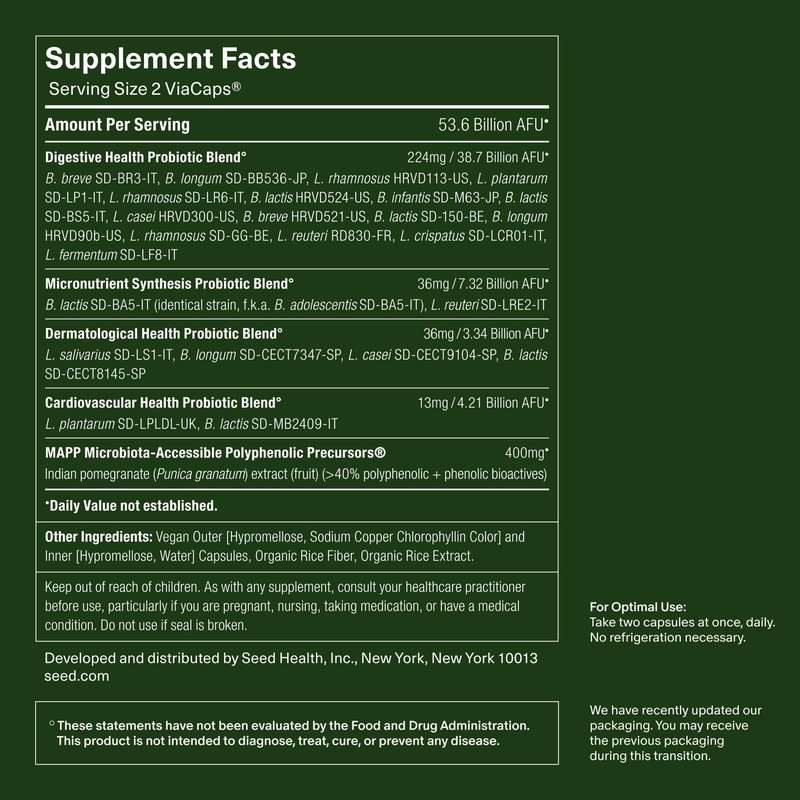 Seed DS-01 Daily Synbiotic - Prebiotic and Probiotic for Women & Men - Digestive Health, Gut Health, Immune Support, Bloating & Constipation Relief - Vegan & Shelf-Stable - 30-Day Starter (60ct)
