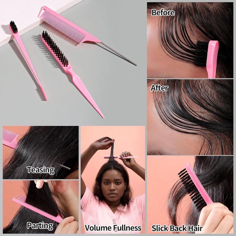 Hair Wax Stick - Tame Flyaways & Frizz | Slick Back Brush for Sleek Ponytails & Buns