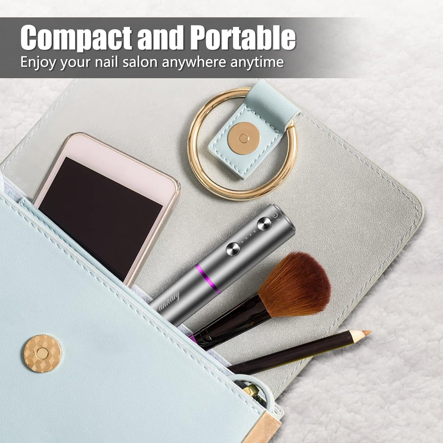 Electric Nail Drill Machine - Professional Cordless Efile Kit for Acrylic & Gel Nails | Rechargeable Manicure & Pedicure, Gray