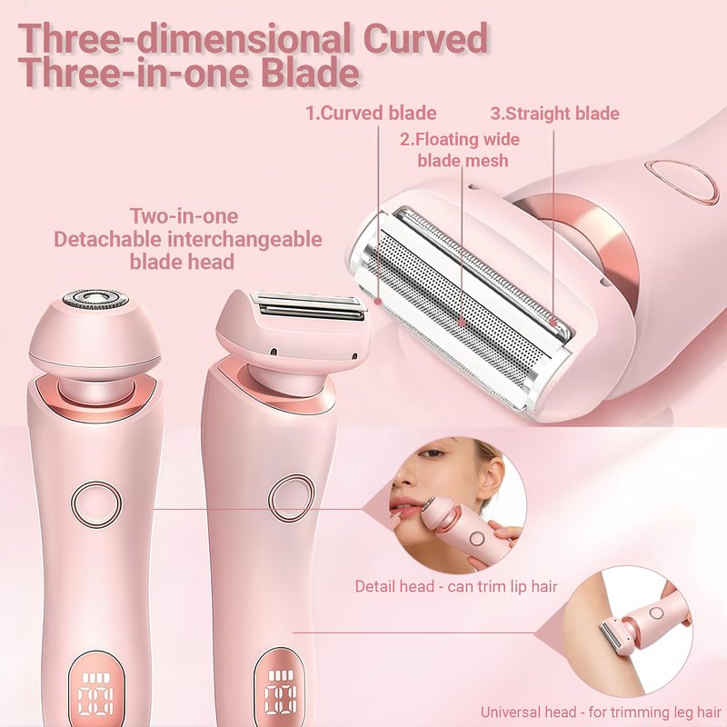 Livora Electric Shaver for Women, SilkGlide Cordless Razor for Legs Underarms Bikini, Painless Hypoallergenic Lady Trimmer, IPX7 Waterproof Wet Dry Use, USB Rechargeable (Pink)