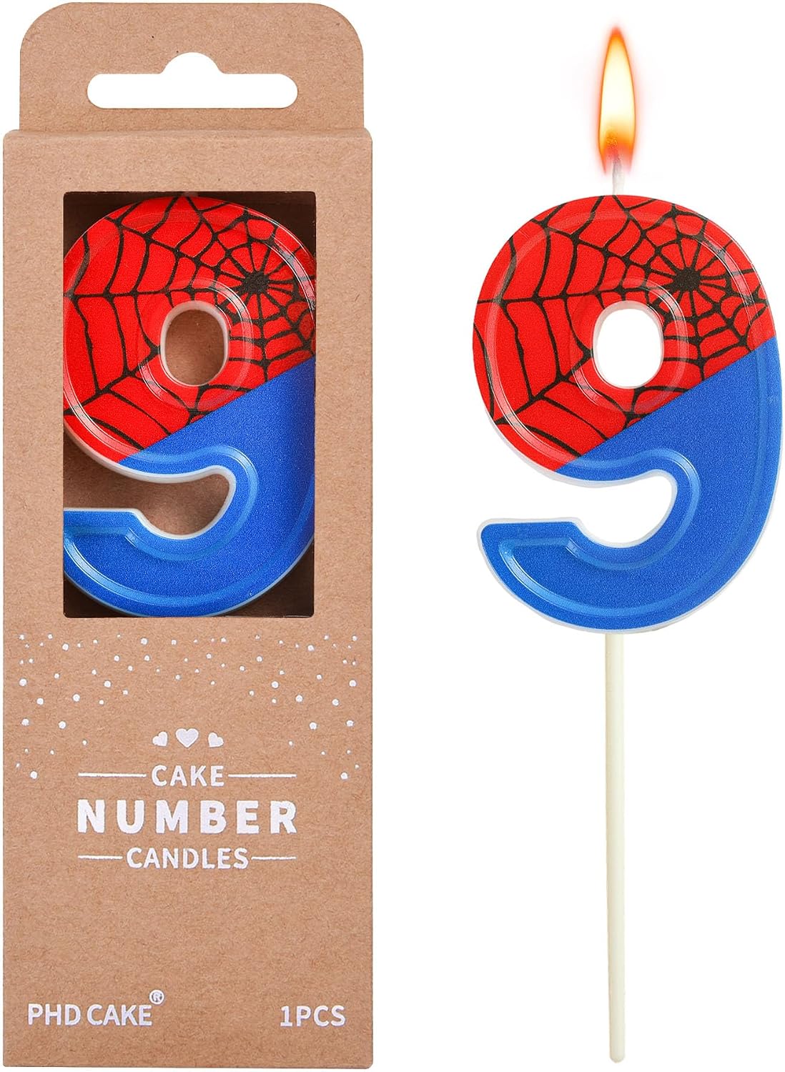 Number 4 Spider Birthday Candles - Fun 2.76 Inch Cake Decoration for Parties