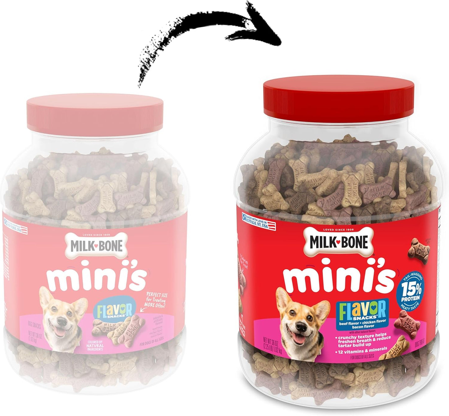 Milk-Bone Mini Dog Biscuits - Flavorful Crunchy Treats for Dogs | 36 Oz Canister