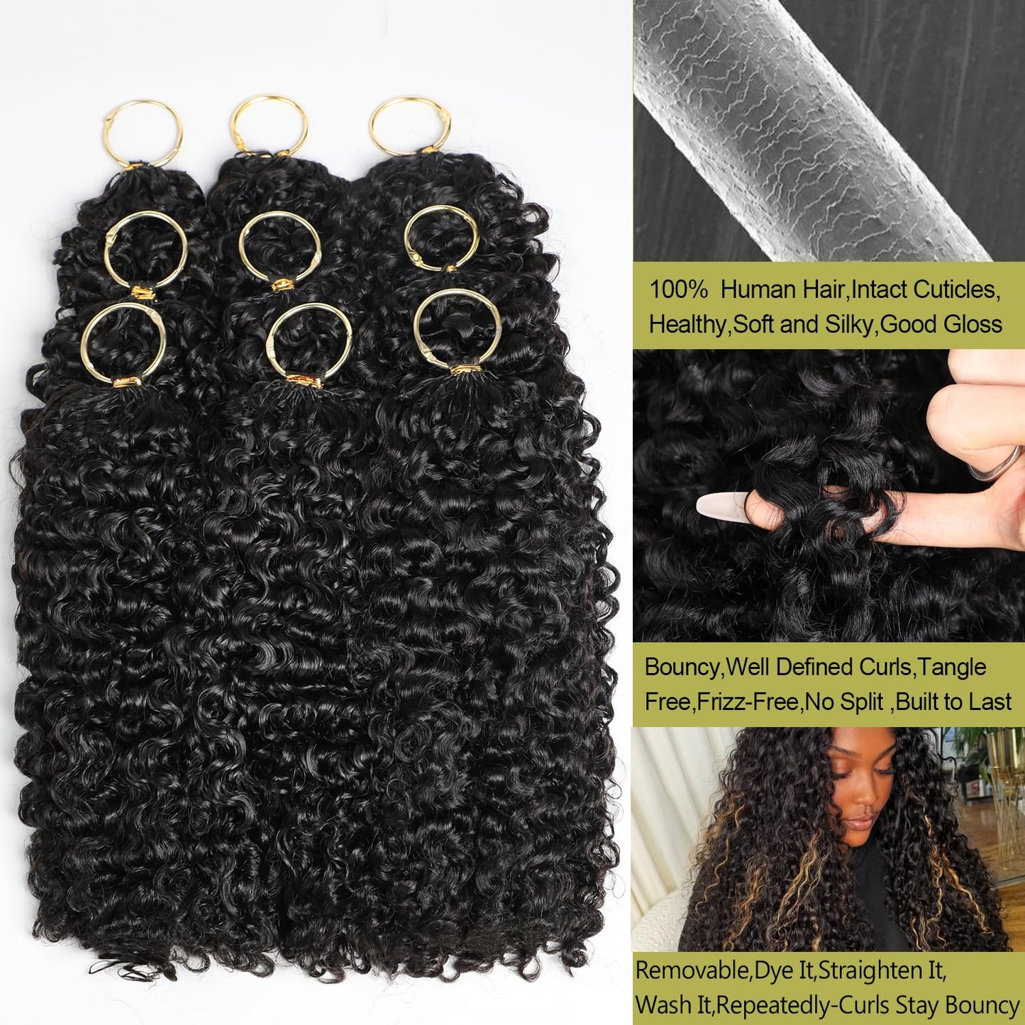 Lemoda Burmese Curly Feather Crochet Human Hair Extensions 20 Inch 120g Pre-Separated Pre-Separated & Pre-Fluffed Human Crochet Hair For Black Women Lightweight Reusable Natural Color