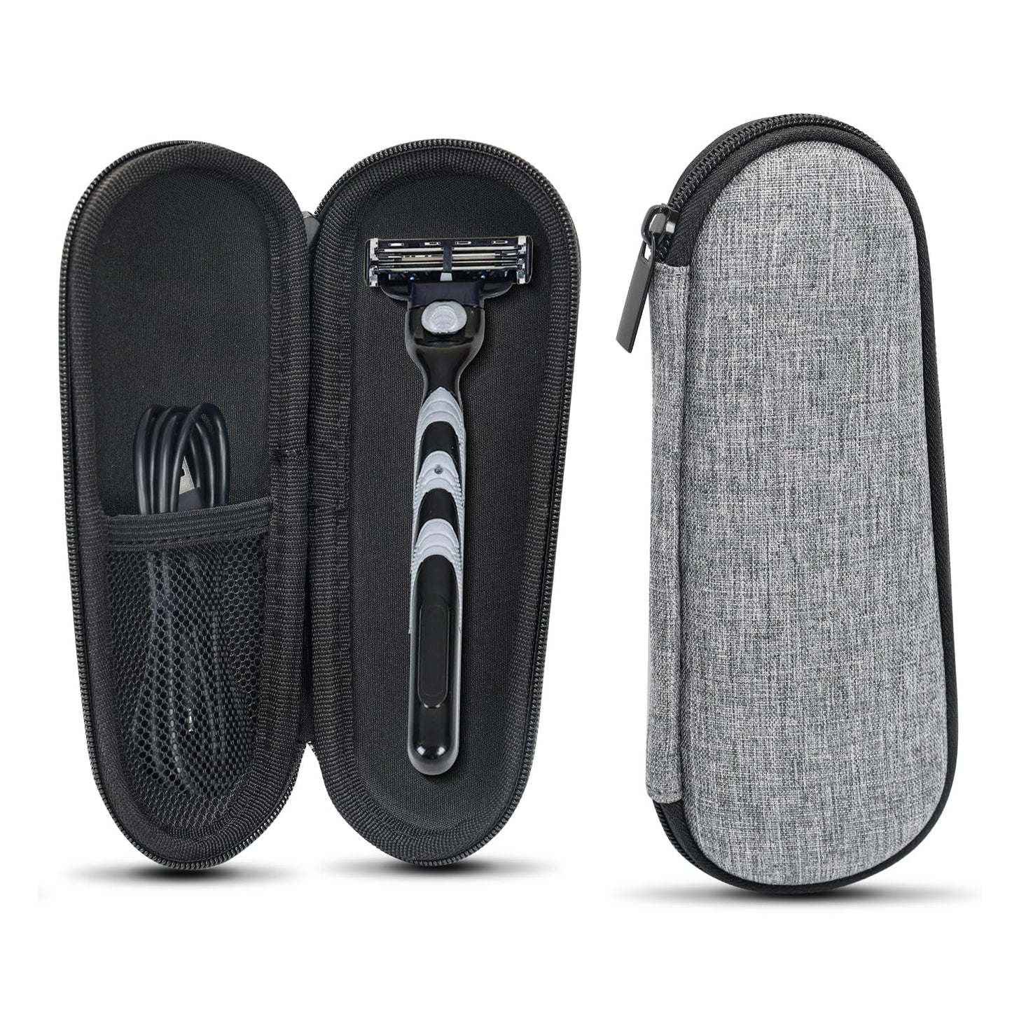 SyuCeia Gillette Razor Travel Case - Hard EVA Protective Holder for Men's Razors, Compact & Durable Design, Fits Fusion 5 & More (Grey)