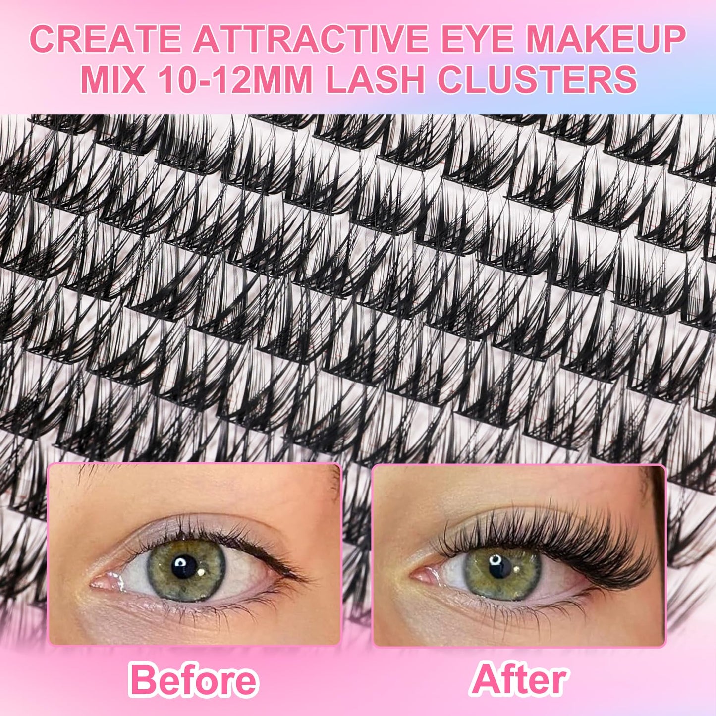 YUORNUO Wispy Lash Clusters 168PCS 10-12mm C Curl Short Eyelash Extensions