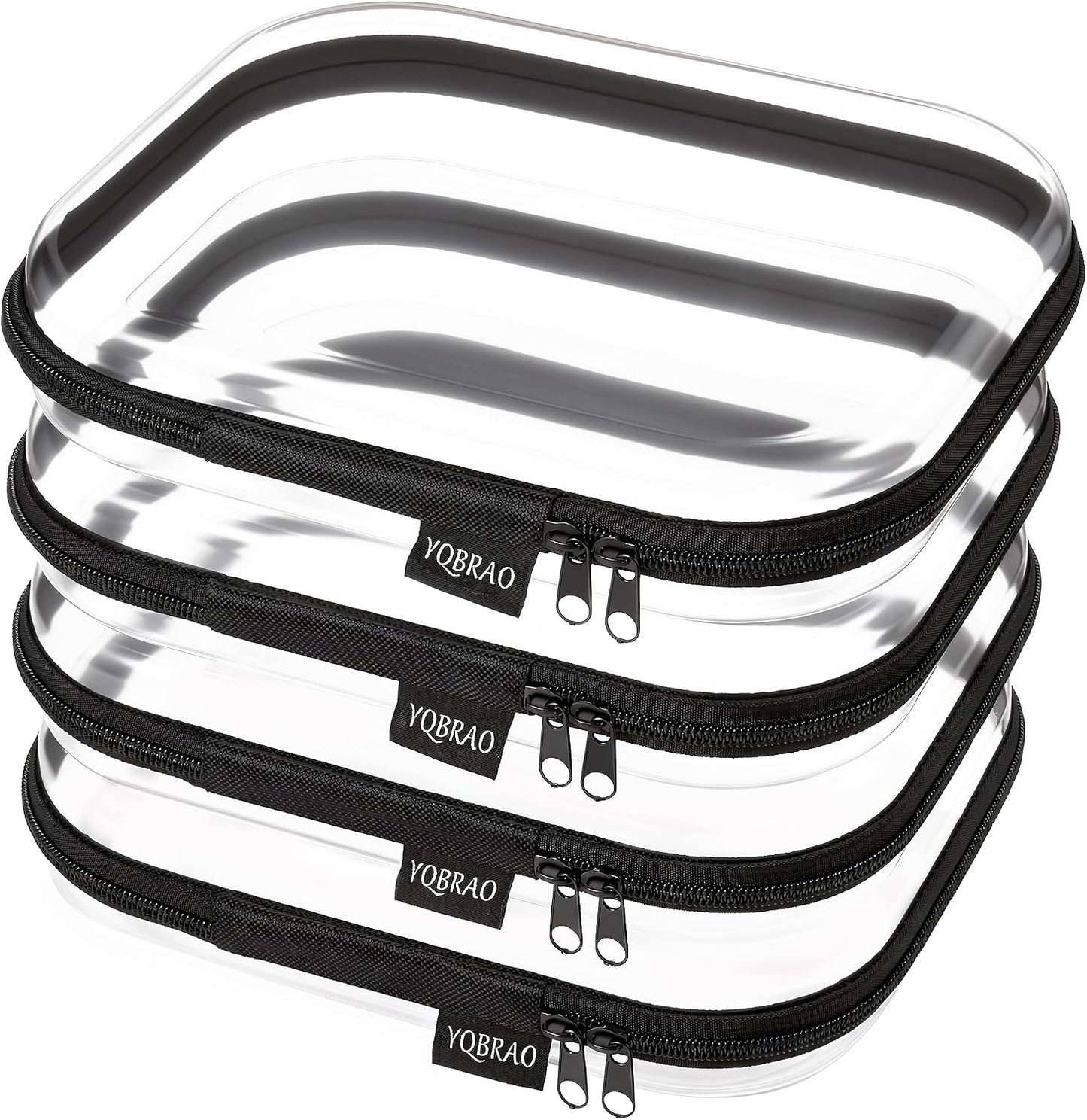 Clear Diaper Bag Organizer Pouches - 4-Pack Ultra-Thick PET Travel Bags | Rigid Self-Standing Design, TSA Approved