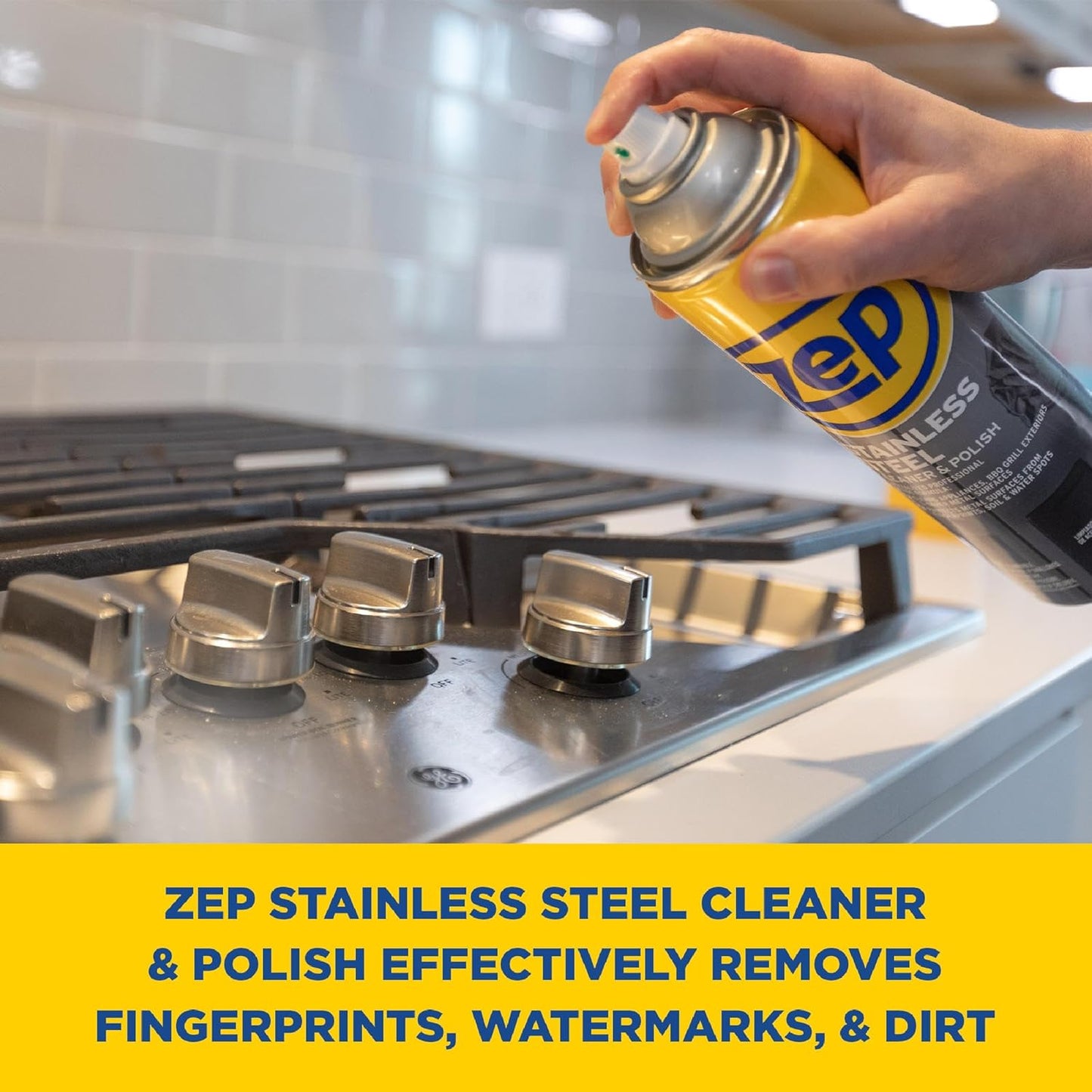 Zep Stainless Steel Cleaner - 14 oz Polish for Metal Surfaces | Protects Against Fingerprints & Water Spots
