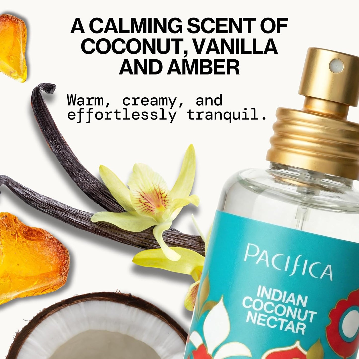 Pacifica Indian Coconut Nectar Perfume Spray - Tropical Vanilla & Coconut Fragrance | Vegan, Non-Toxic, Long-Lasting