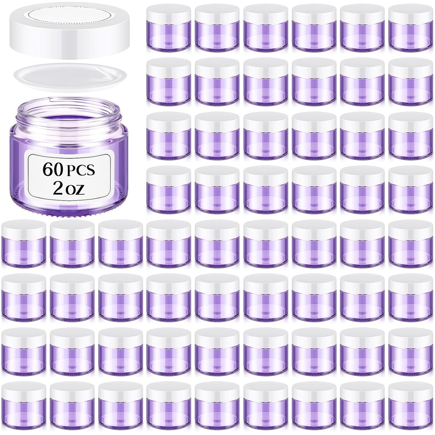 Layhit 60pcs 2 oz Glass Jars - Small Travel Storage Containers for Lotions & Creams | Amber with Black Lids