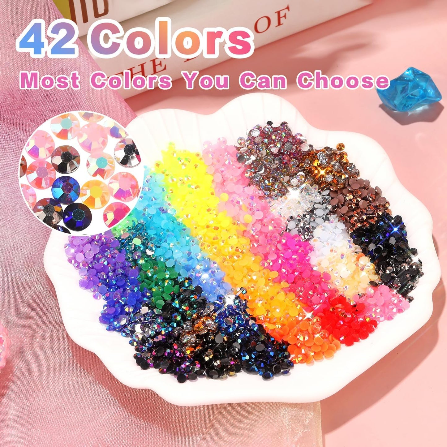 Resin Jelly Rhinestones - 52000 Pcs 3mm Multicolor Flatback Gems for DIY Crafting | Includes 3 Pcs B7000 Jewelry Glue