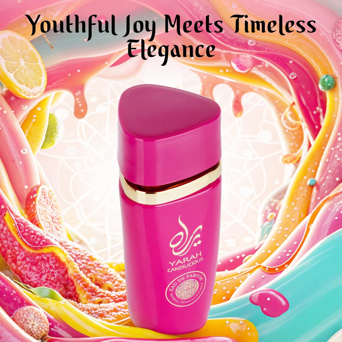 SAADAH Yarah Candilicious Eau De Parfum for Women 4.0 Fl.oz, 120ml Fruity Floral Gourmand Perfume, Sweet Strawberry Vanilla Cotton Candy, Gardenia Amber Musk, Long Lasting Luxury Fragrance
