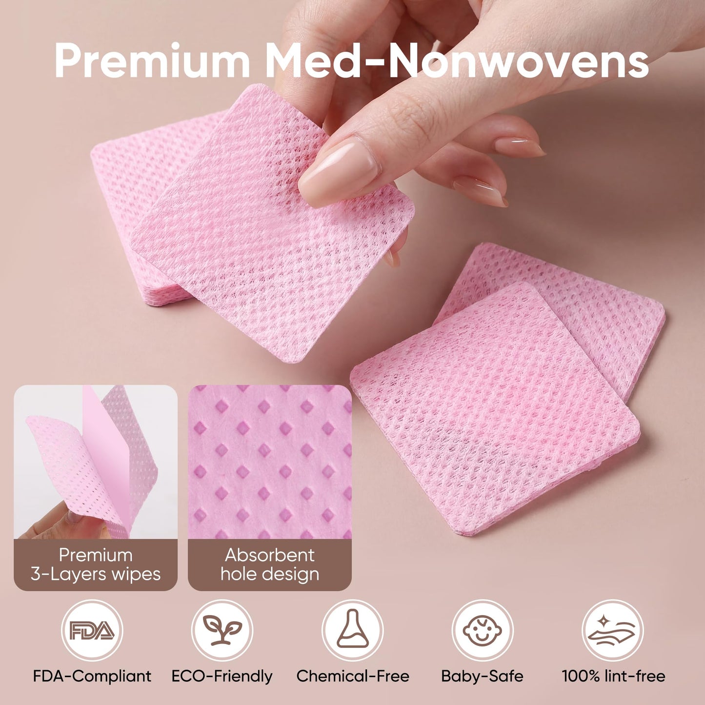 1200 Lint Free Nail Wipes, Acetone Nail Polish Remover Pads, No Lint Wipes for Nail Art Gel Nail Supplies and Eyelash Extensions Wipes