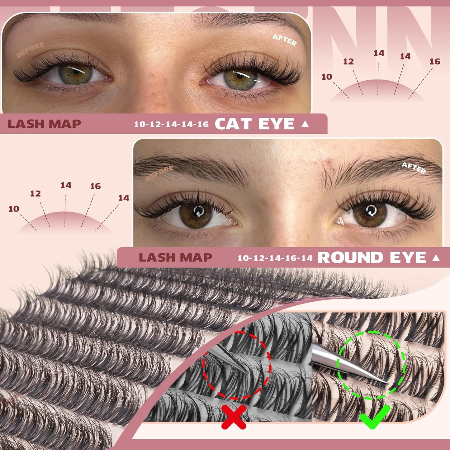 Fluffy Lash Clusters - Natural DD Curl Eyelash Extensions | Soft 10-16mm Wispy Individual Lashes