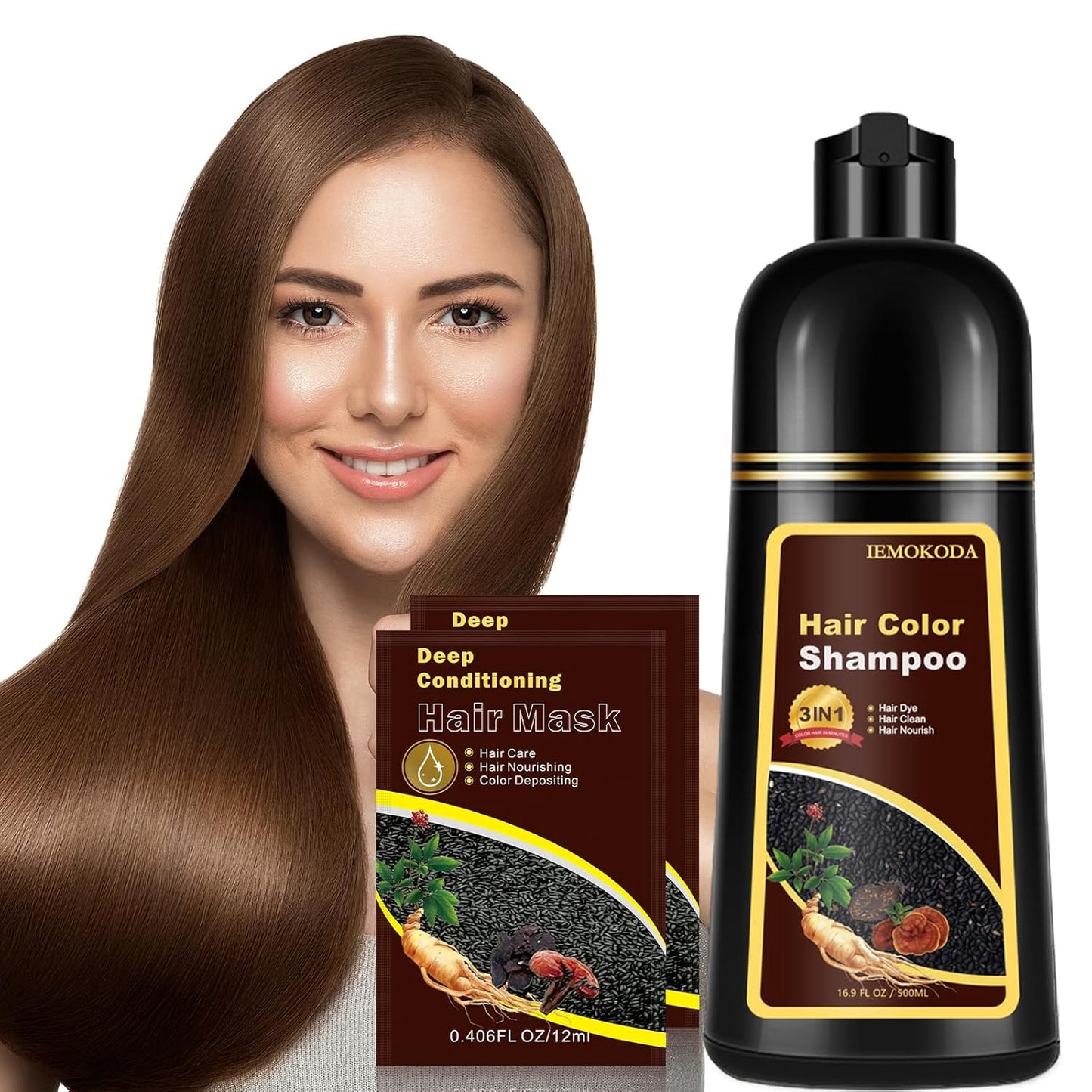 Blonde Brown Hair Color Shampoo - Instant 3-in-1 Hair Dye for Men & Women | Long-Lasting Results