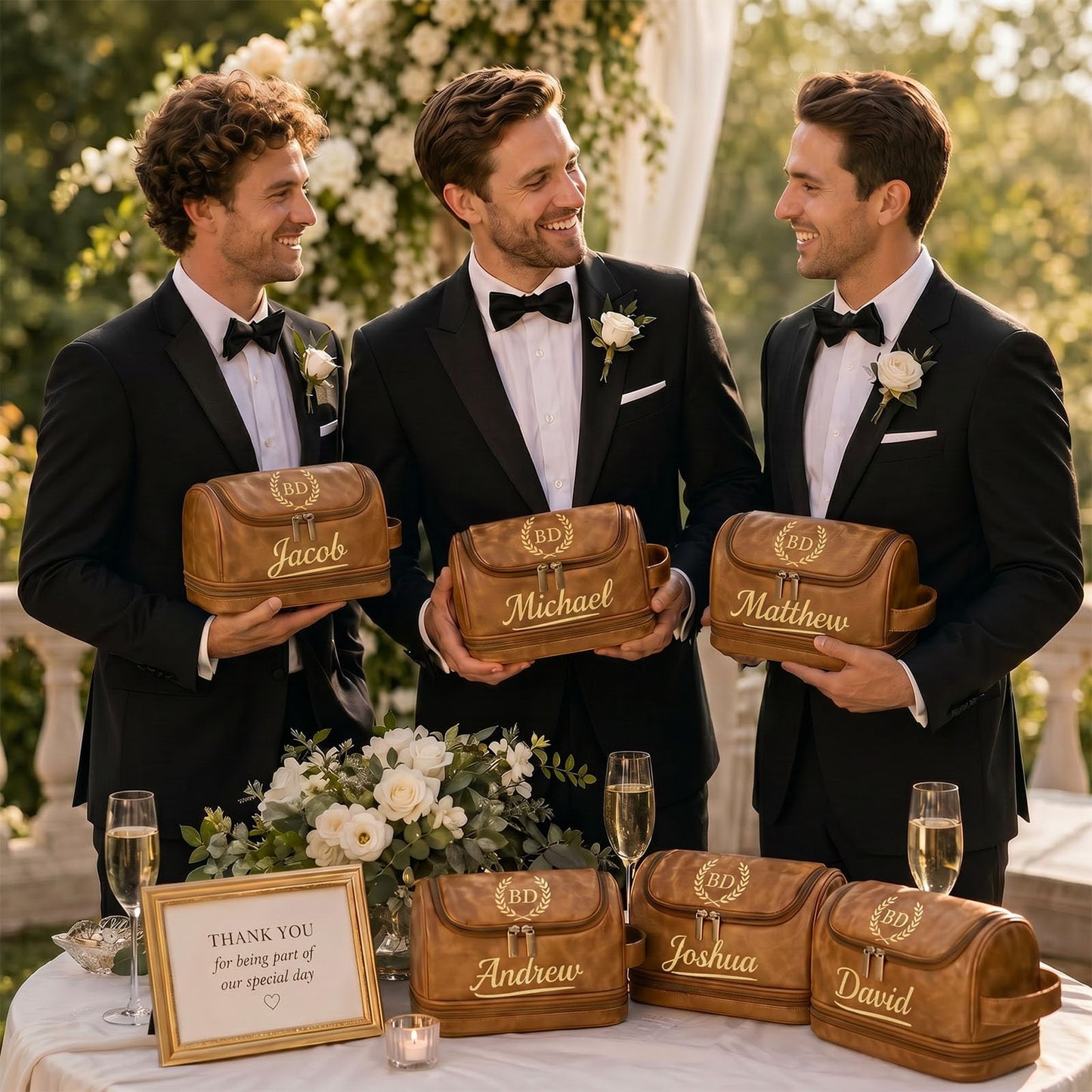 Personalized Toiletry Bag for Men - Custom Large Leather Dopp Kit with Engraved Name & Text, Personalized Gift for Groomsmen, Husband, Dad, Boyfriend, Birthday Gifts for Men