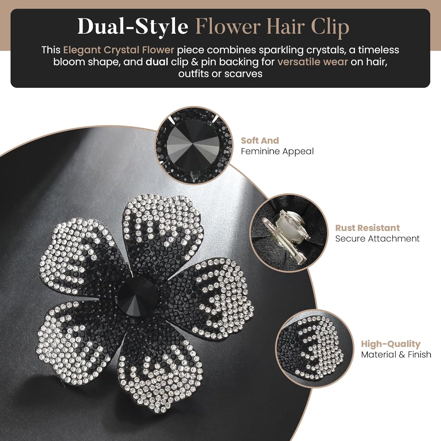 Hibiscus Hawaiian Flower Hair Clips - 2.9 Inch Created Crystal | Boho Braids Hair Accessories