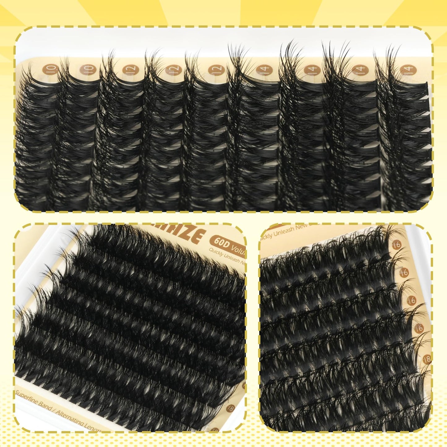 FLOMAZE Lash Clusters 60D Eyelash Clusters 8-16mm Eyelash Extensions, D Curl DIY Lash Extensions, Wispy Lashes Clusters 320Pcs Individual Lashes DIY Lash Extension