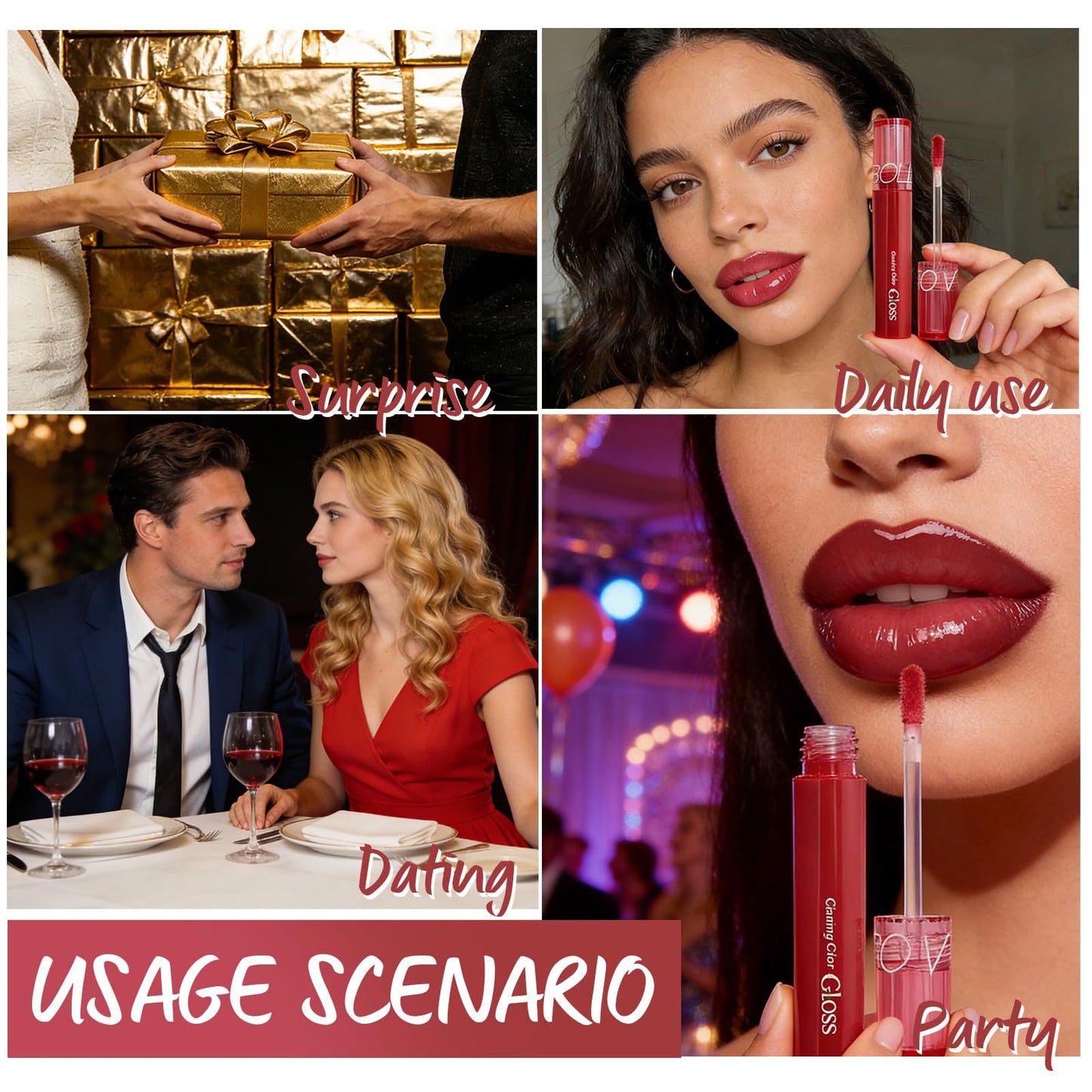 U-Shinein Pink Lip Kit With Matte Lip Liner, Lipstick and Lip Gloss Combo, Long Lasting, Highly Pigmented & Smudge Proof Makeup for Women Hydrating Formula with Natural Glossy Finish 3 Count