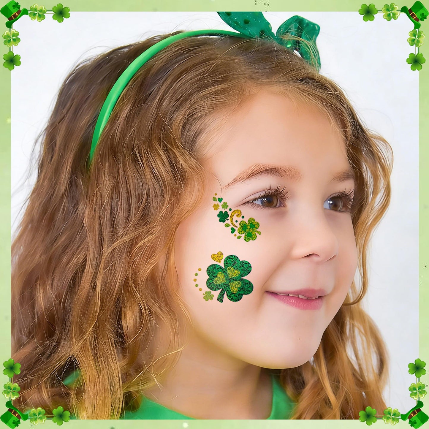 STGDAK St. Patrick's Day Headbands Shamrock Hair Bands Glitter Green Sequin Head Band Clover St. Patrick's Day Hair Accessories For Women Girls Hair Face Irish Party Favors
