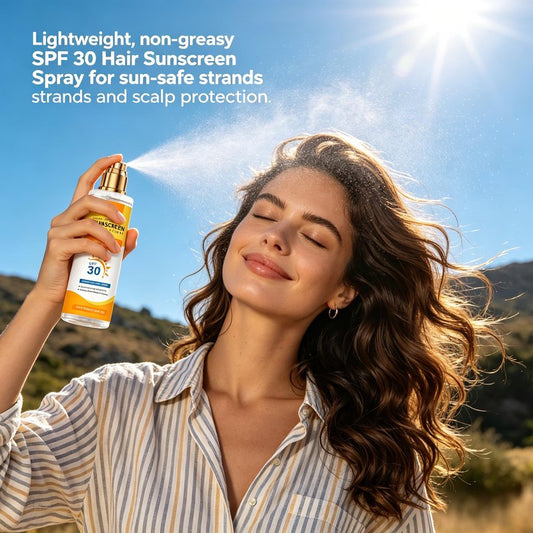 Hair & Scalp Sunscreen Spray SPF 30, 2PCS Hair Sunscreen Spray for All Hair Colors & Types, UV Protection for Color Treated Hair, Prevents Color Fade Dryness, Sunscreen for Hair and Scalp