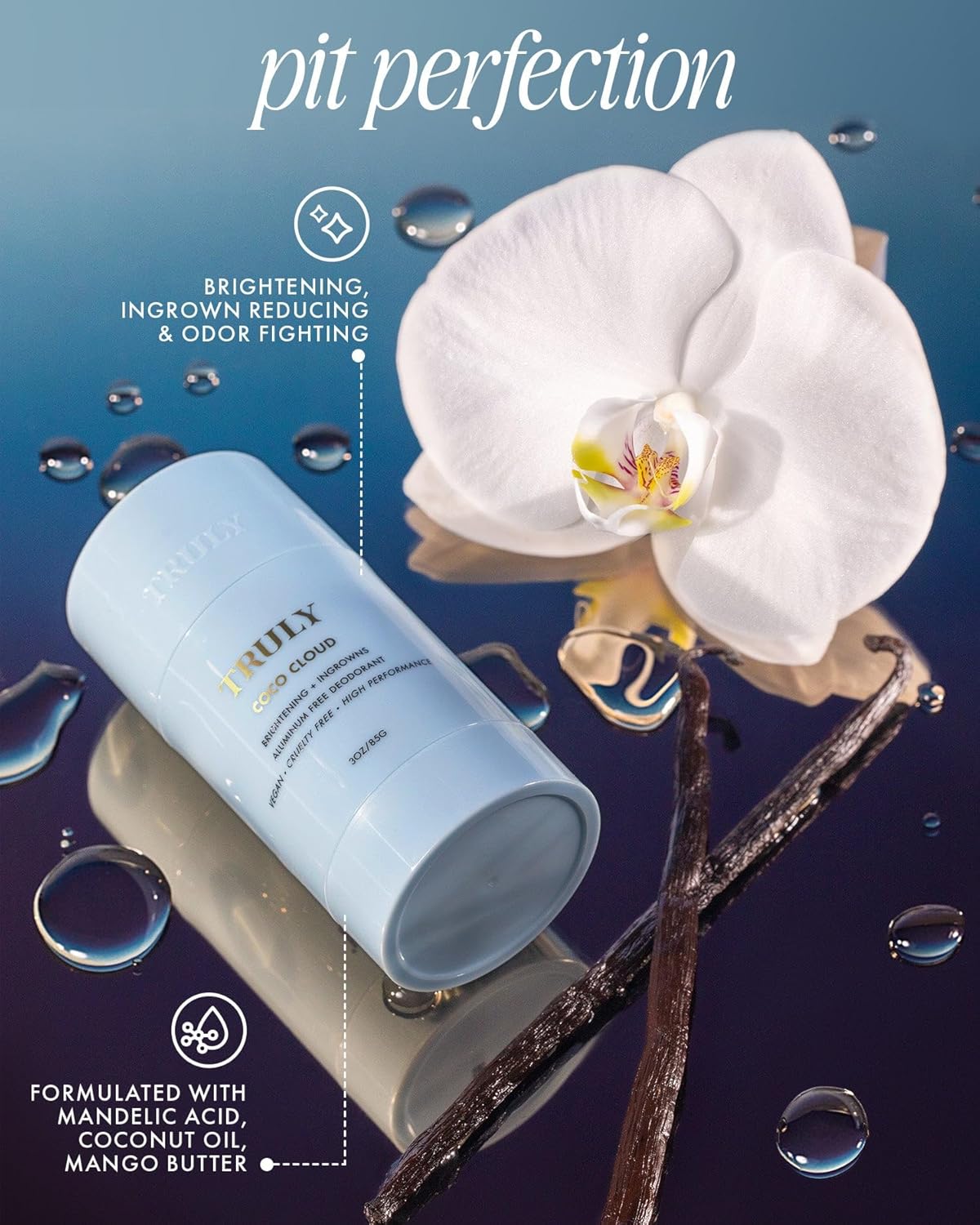 Coco Cloud Deodorant - Aluminum-Free, Gentle Formula for Body Odor & Ingrown Hairs | Coconut & Vanilla Scent | 3 Oz