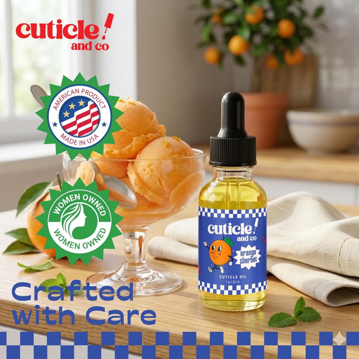 Cuticle & Co Orange Sherbet Scented Cuticle Oil 1 oz - Professional Nail Manicure & Pedicure Care for Dry Cuticles - Hydrating Nail Treatment for Nails & Skin - Orange Sherbet Scent