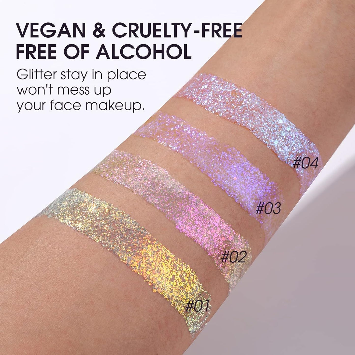 LANGMANNI Holographic Body Glitter Gel - Color Changing Vegan Glitter for Face, Hair & Lips | 1.35 oz (Sparkling Pink)