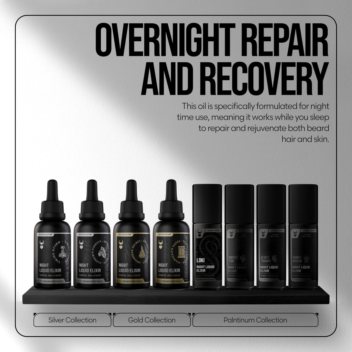 The Beard Struggle Night Liquid Elixir Beard Oil - Platinum Collection - Vanir's Wisdom (1.35 Fl oz) - Beard Oil for Men - Natural Blend for Softens, Moisturizing, & Healthier Beard Growth