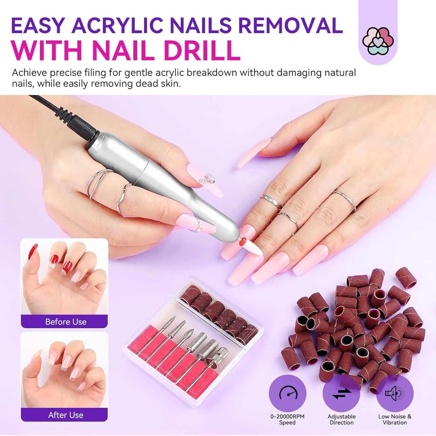 Acrylic Nail Kit for Beginners - Professional DIY Set with Drill, Nail Powder & Liquid Primer | Perfect Christmas Gift