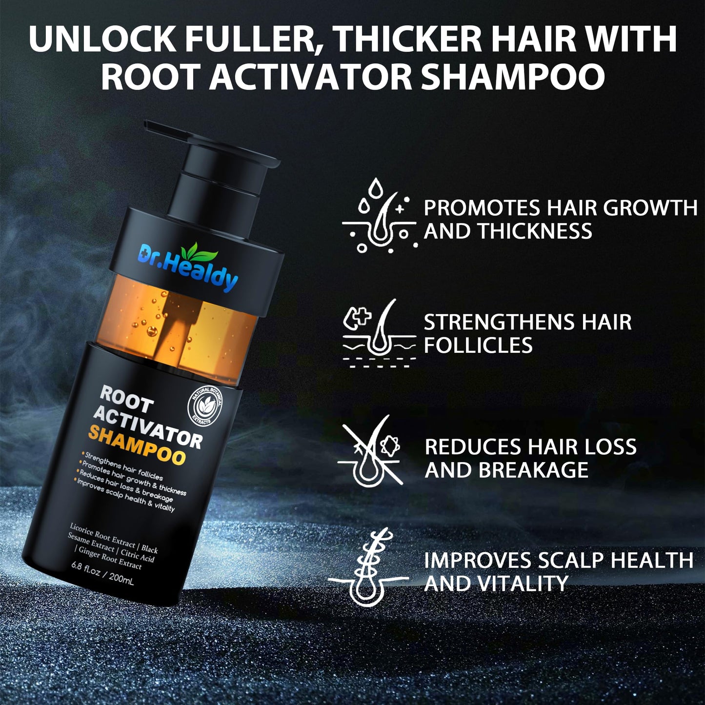Dr. Healdy Root Activator Shampoo for Men-Hair Growth Shampoo for Hair Loss and Thinning Hair,Sulfate Free-13.6 fl oz / 400 mL