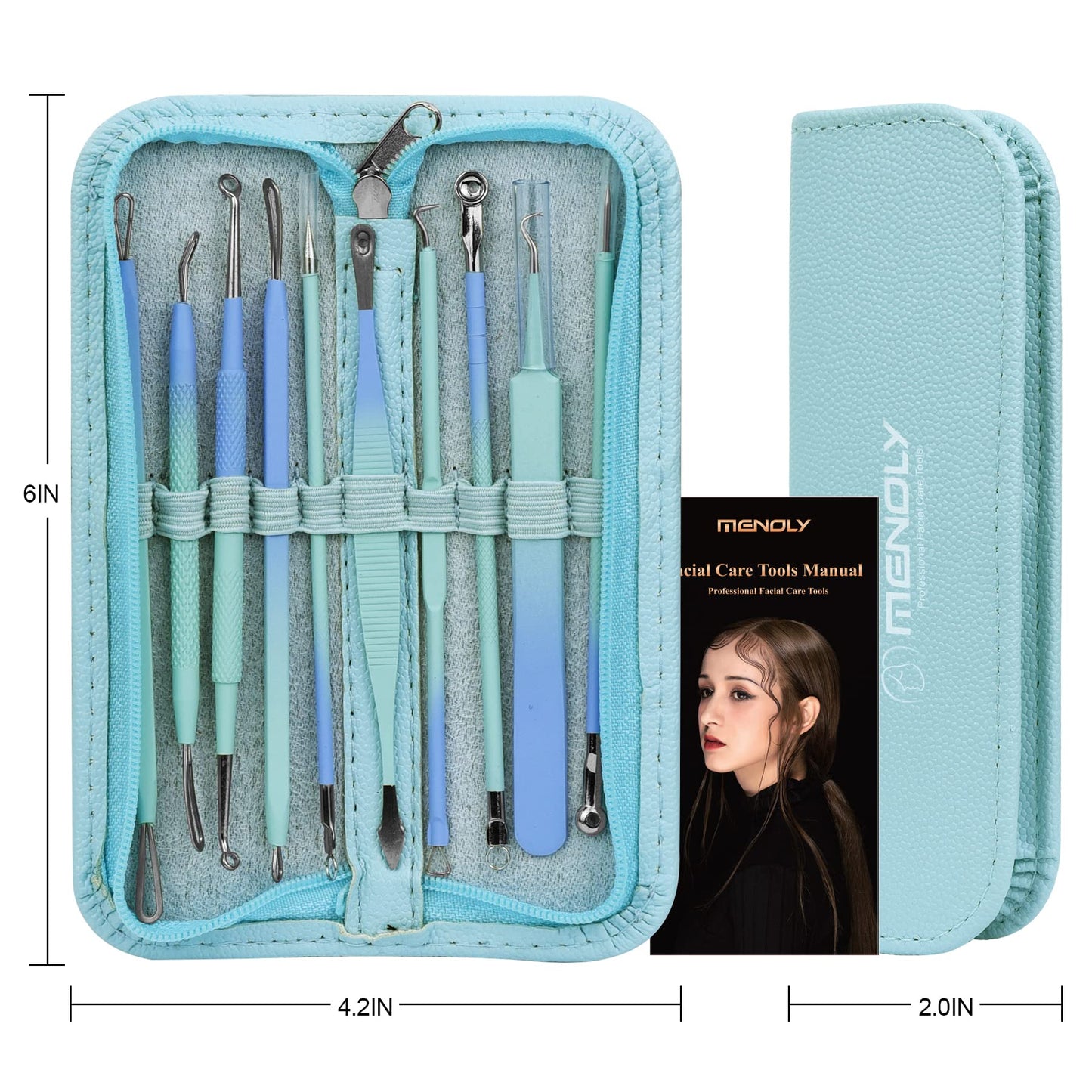 Blackhead Remover Tools MENOLY 10Pcs Pimple Popper Tool Kit, Blackhead Remover Extractor Tools, Anti-Slip Handle Pimple Comedone Extractor Acne Kit for Blackhead,Blemish,Zit Whitehead