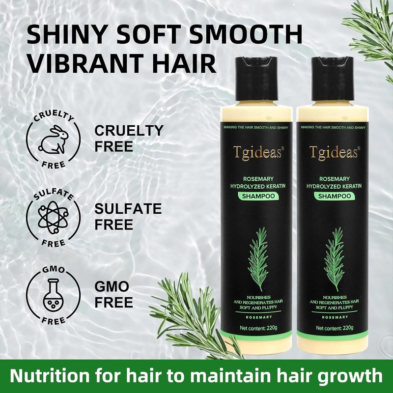 Organic Rosemary Hair Growth Shampoo - Natural Thickening & Strengthening Formula with Hydrolyzed Keratin | 7.4 fl. oz