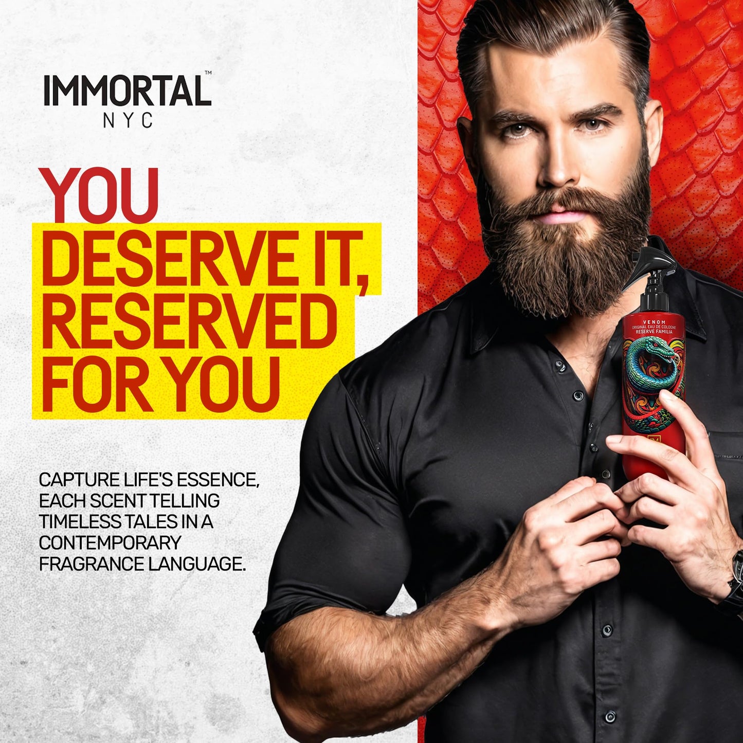Immortal NYC Reserve Venom After Shave For Men Body/Face, 17 oz- Moisturizing and Refreshing Fruity Floral Men's Cologne