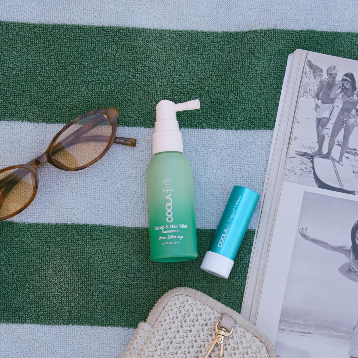 COOLA Organic Scalp Spray & Hair Sunscreen Mist with SPF 30, Dermatologist Tested Hair Care for Daily Protection, Vegan and Gluten Free, Ocean Salted Sage, 2 Fl Oz