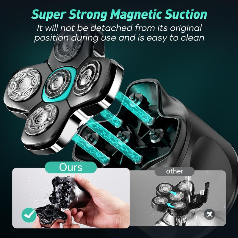 5D Head Shavers for Bald Men - Kensen 2025 Upgraded Large Hair Chamber Bald Head Shavers for Men, Best Head Razors for Bald Mens Waterproof USB-C Cordless 160min for Home Office Travel