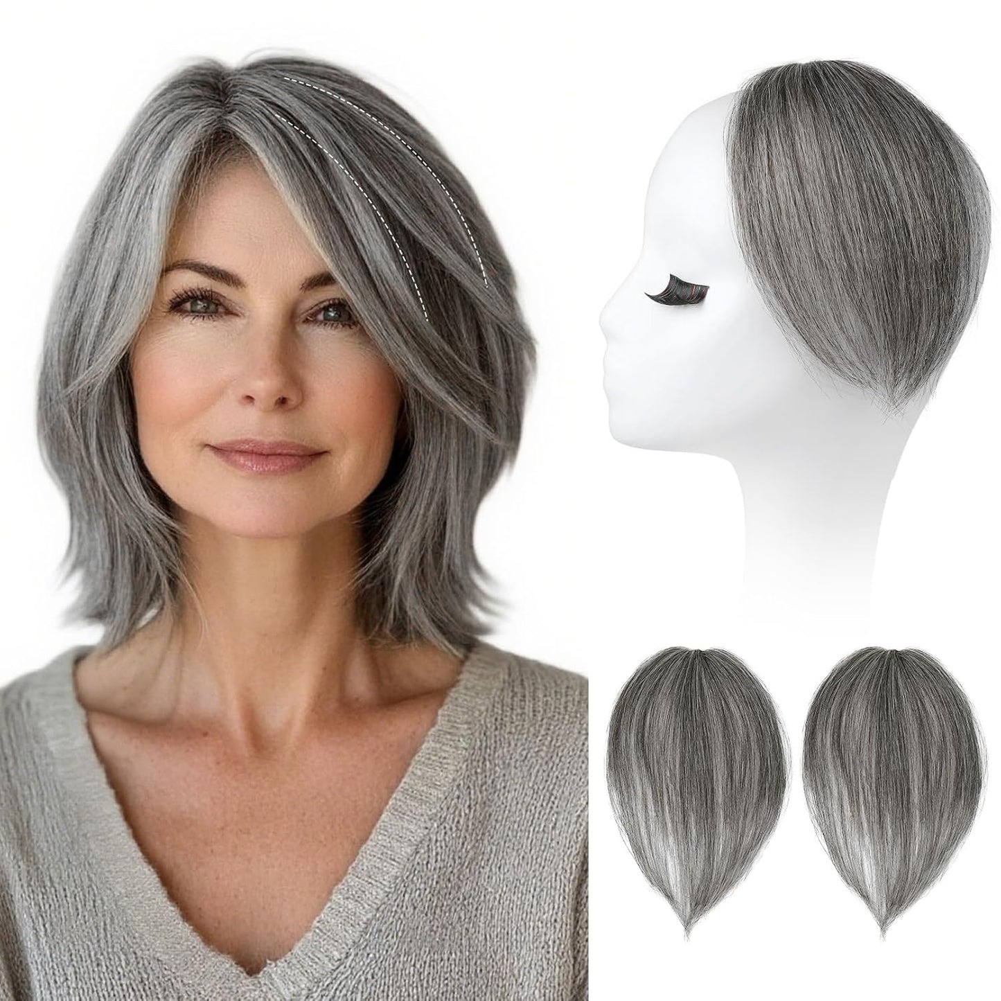 REECHO Clip-In Hair Volumizer - Short Thick Extensions for Thin Hair | Platinum Blonde with Black Strands, 8 Inch